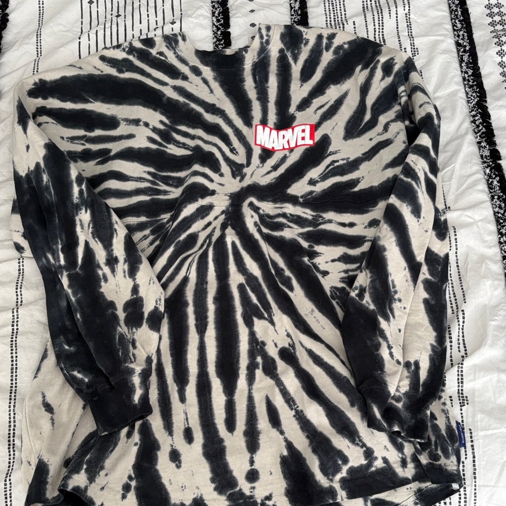 Marvel Black and Cream Tie-Dye Long Sleeve Jersey Sweatshirt/Shirt
